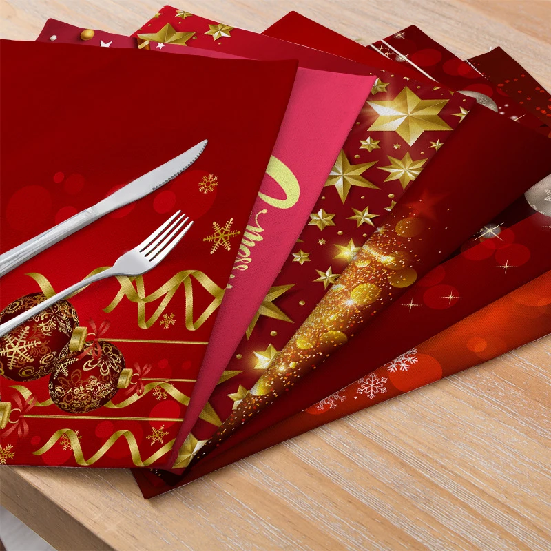 Рождественская хлопковая льняная подстилка для столового стола модная