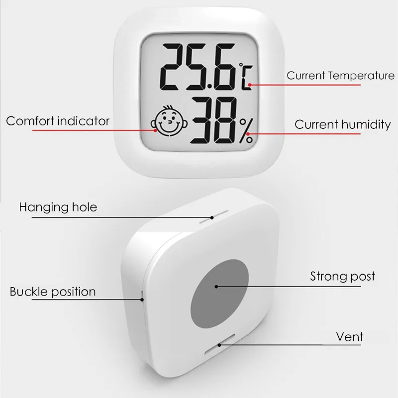 Комнатный мини-термометр цифровой измеритель температуры и влажности с ЖК
