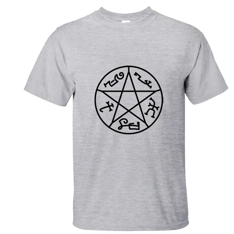 

Men New Wicca Witch Pagan Magic Pentacle Circle Star Pentagram Supernatural T Shirt Summer man's T-shirt Tops