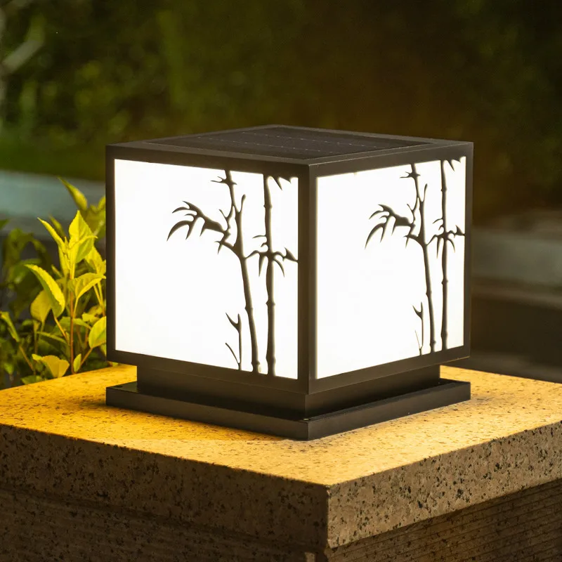 

Bamboo Wall Pillar Lamp Solar Lamp Outdoor Yard Lamp Electric Waterproof Villa Garden Gate Pillar Lamp