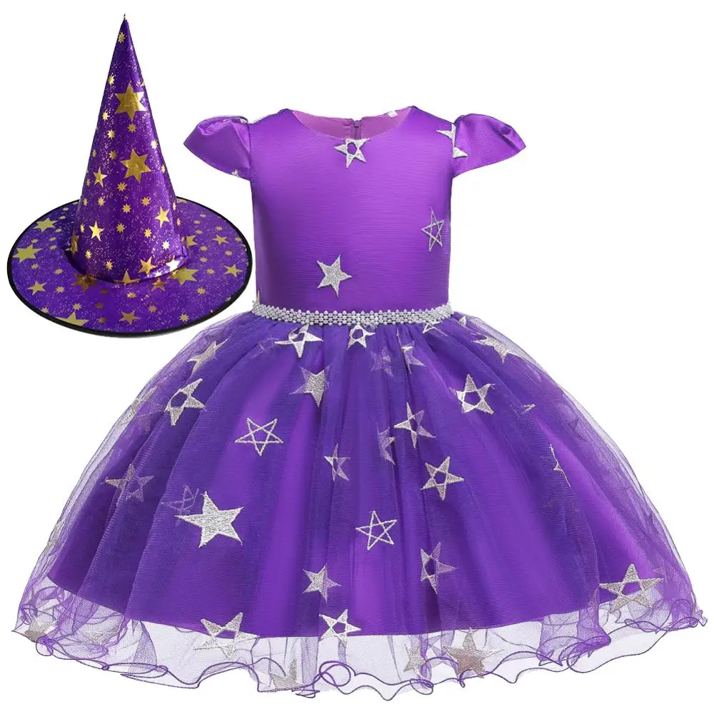

Christmas Dress for Girls with Cap Star Print Princess Toddler Dresses Kids Party Dresses Baby Girl Halloween Cosplay Costume