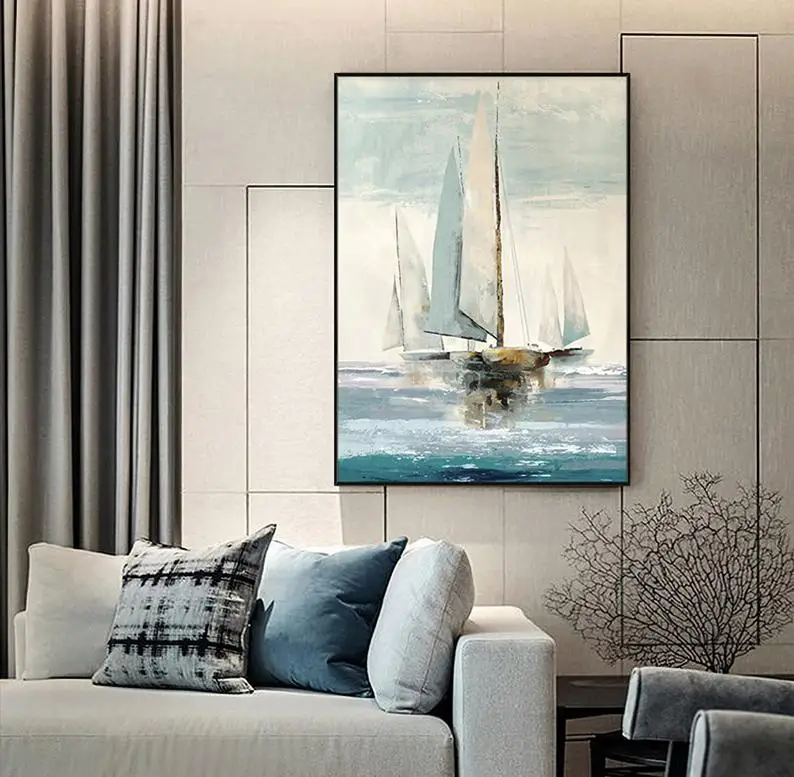 

Sailing Boat In Ocean oil Painting Canvas Nautical Wall Art Un d Modern Picture ing For Office Living Room artwork Free Shipping