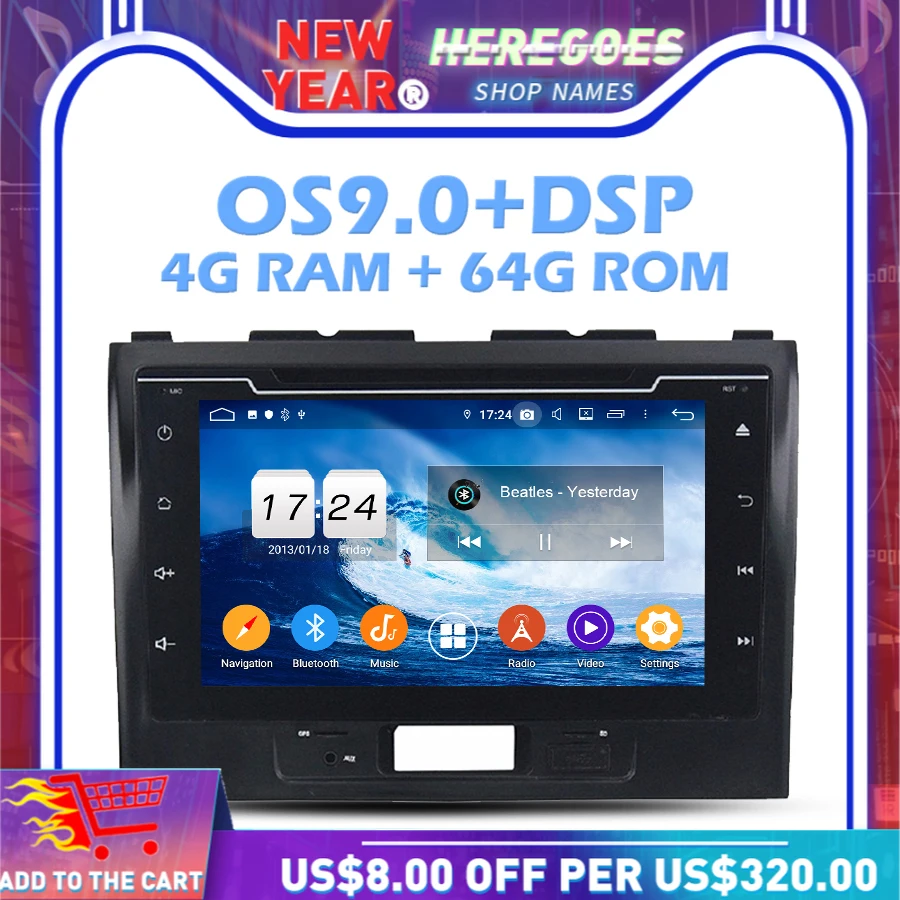 Автомобильный DVD-плеер IPS DSP Android 9 0 4 Гб RAM 64 ROM Wifi 4G Bluetooth RDS радио GPS карта для SUZUKI Wagon R