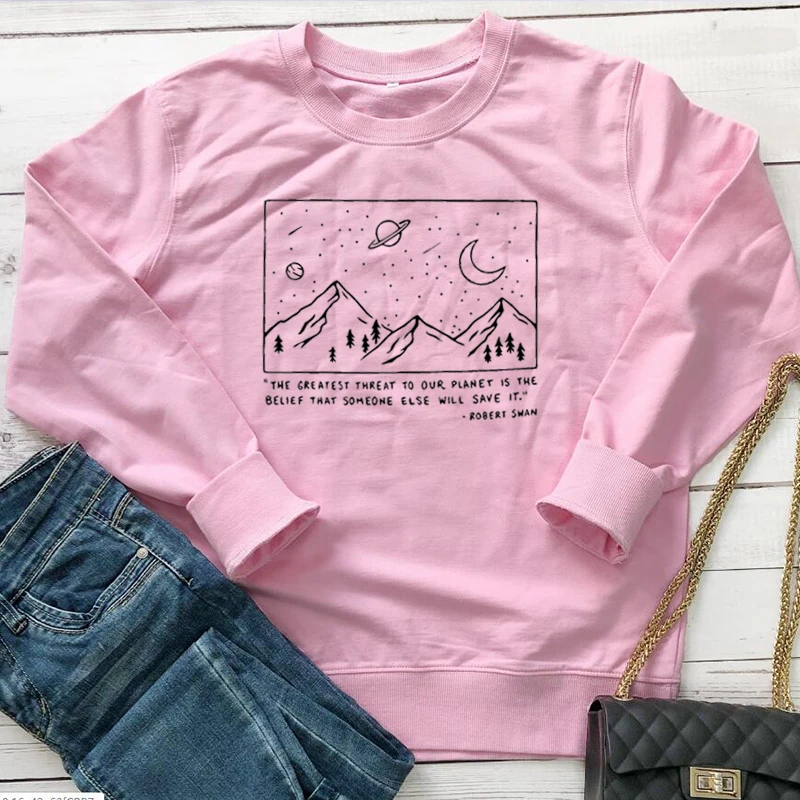 

Outdoor Moon Funny Mountains Calling Christian Graphic Woman Sweatshirt Crewneck Jumpers Camping Hiking Tops Outfits Clothes