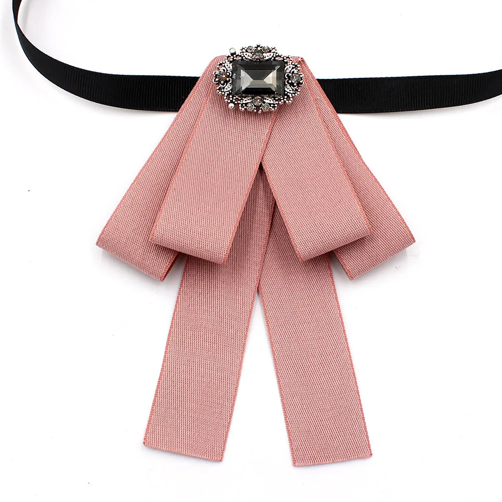 

New Fabric Bow Tie Brooch Handmade Crystal Shirt Collar Pin Bowknot Bowtie for Women and Men Wedding Fashion Jewelry Accessories