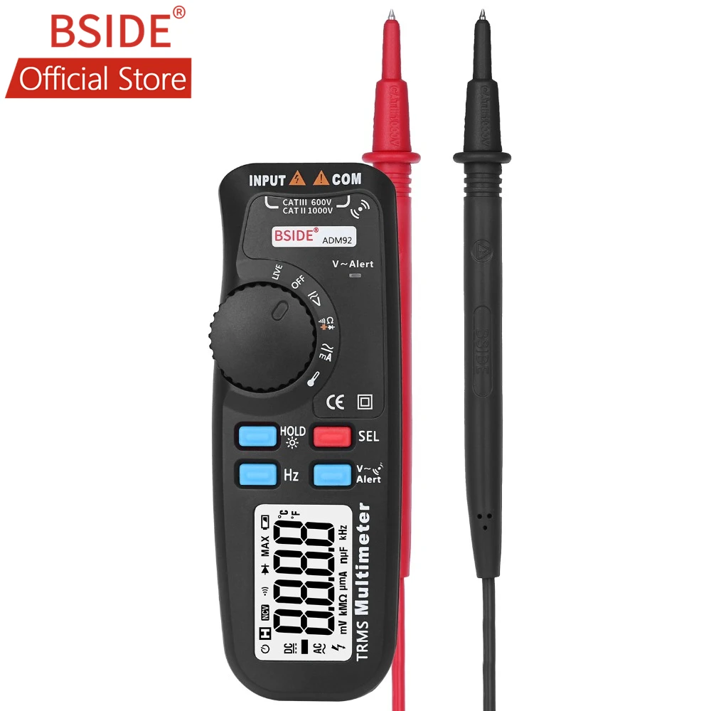 Цифровой мультиметр BSIDE ADM92 ручной True RMS автоматический диапазон 6000 отсчетов