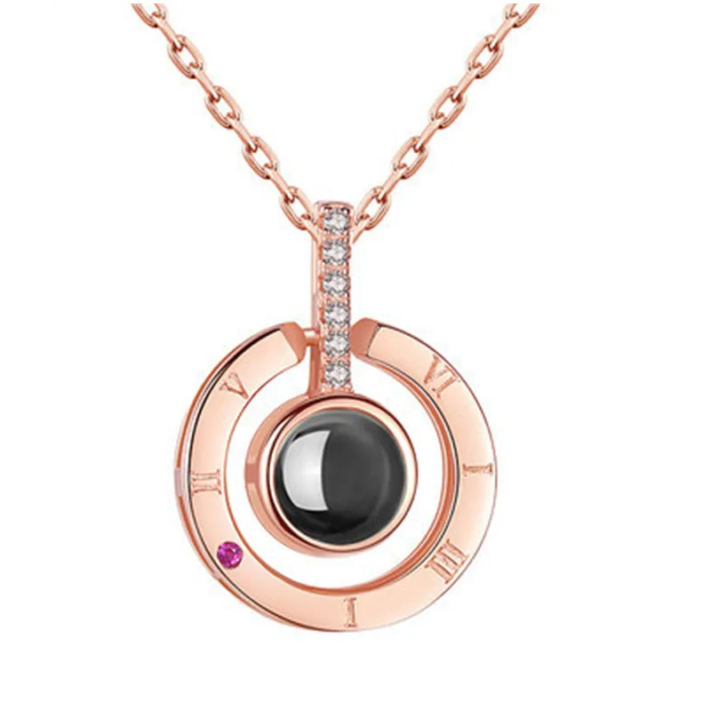 Новое Розовое золото серебро 100 языков я люблю тебя проекция кулон ожерелье