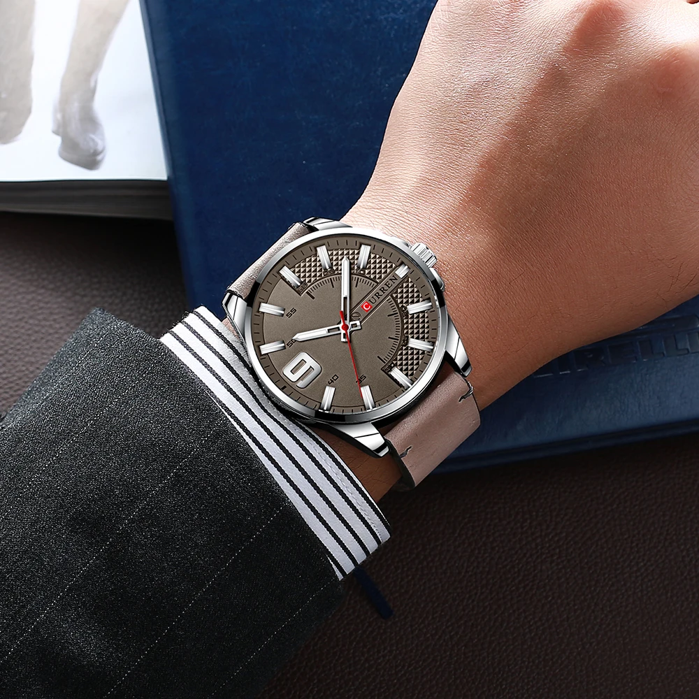 Часы наручные Curren Мужские кварцевые брендовые Роскошные деловые светящиеся с