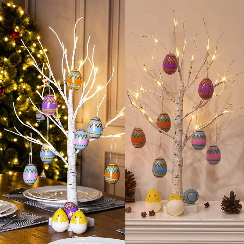 

Easter Birch LED light Tree Easter Eggs Hanging Tree Rabbit Strip Lights Garland Ornaments Easter Decoration for Home Tabletop