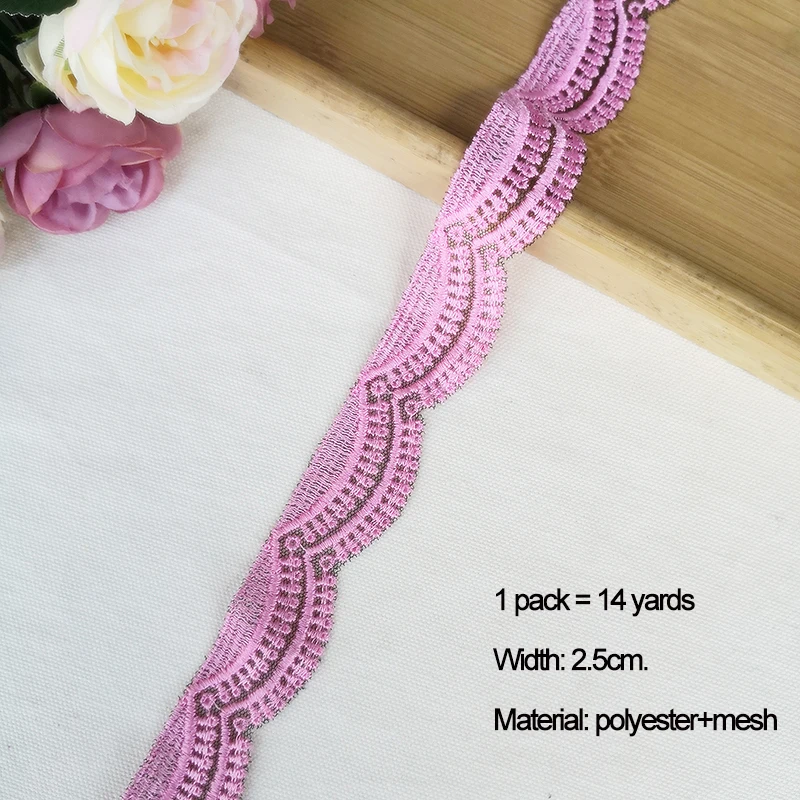 Pink 14 ярдов 1,7-8 см вышивка, кружевная отделка, пэчворк, ручная работа, рукоделие, Швейные аксессуары, ткань, украшение одежды, 910 - Цвет: Pink