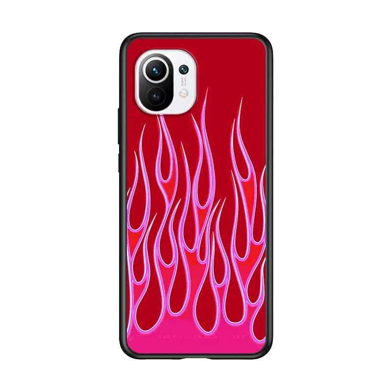 

Fashion Colorful Flames for Xiaomi Mi 11 10T Note 10 Ultra 5G 9 9T SE 8 A3 A2 A1 6X Pro Play F1 Lite 5G Black Phone Case