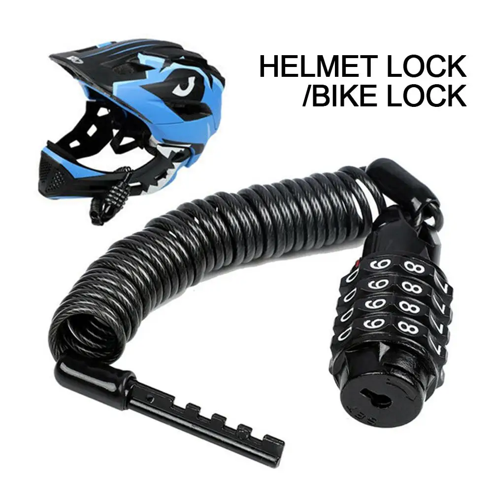 

Motorcycle Helmet Lock With Steel Wire Cable Telescopic Anti-Theft 4 Digit Tough Combination Carabiner Fix Motorcycle Bicycle