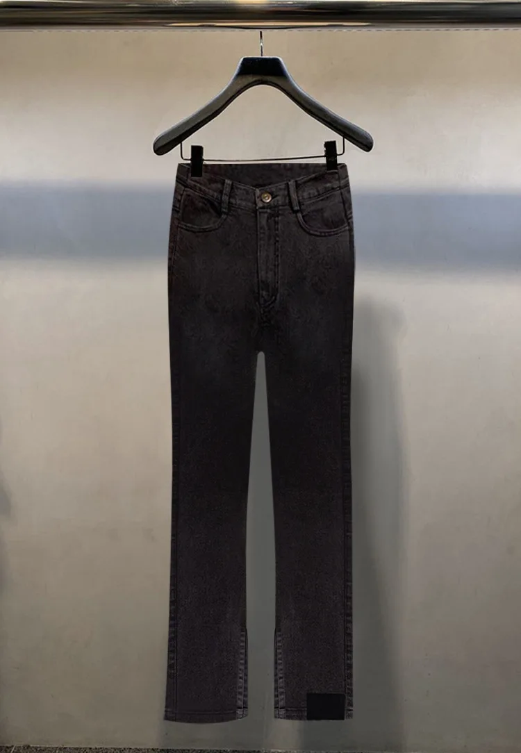

2021 New Slim High Waist Split Flared Pants Straight-leg Jeans Women