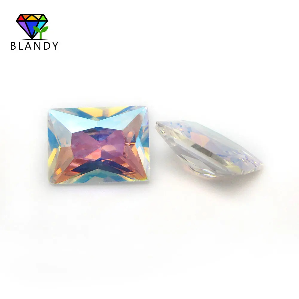 Plating AB Color Cubic Zirconia Stone 3x5~10x12mm Rectangle Shape Multicolor CZ Synthetic Gems For Jewelry | Украшения и