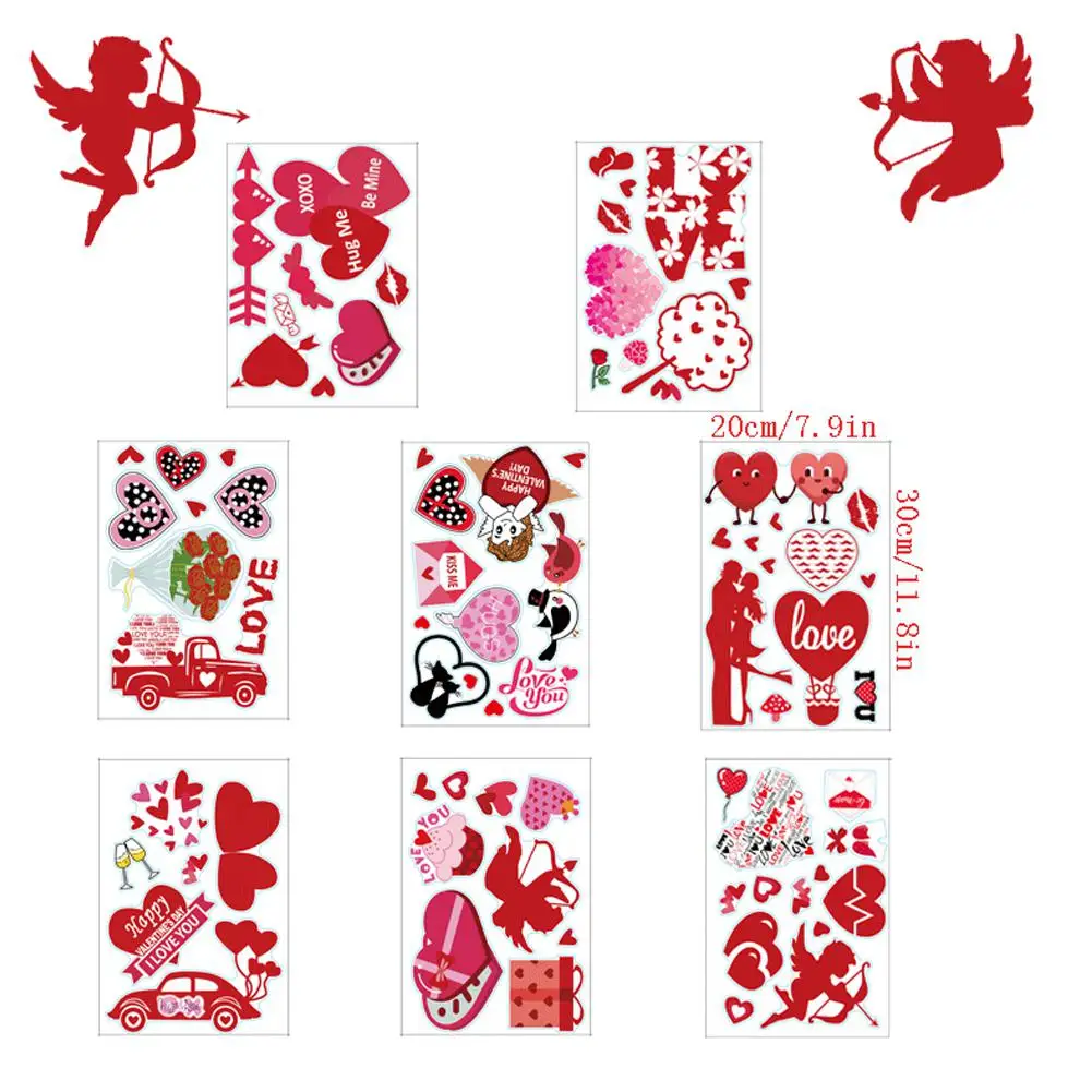 8 шт любящее сердце электростатического наклейки на стену двухсторонняя же Цвет