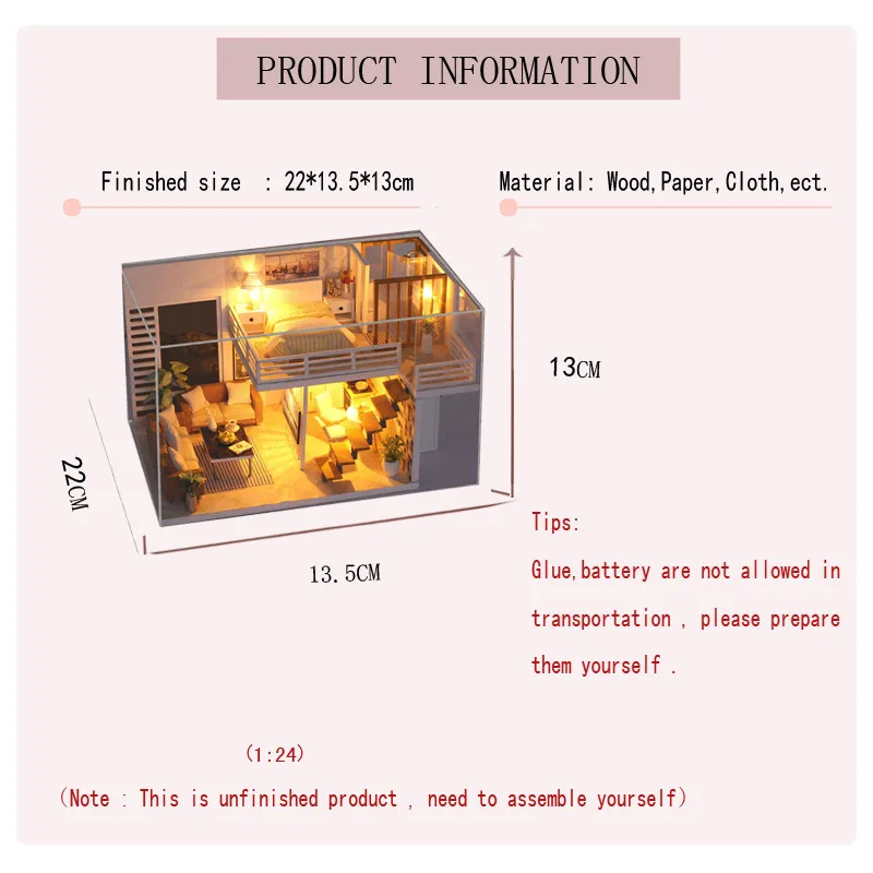Простой и элегантный Кукольный дом деревянная мебель Diy Дом миниатюрная сборка 3D