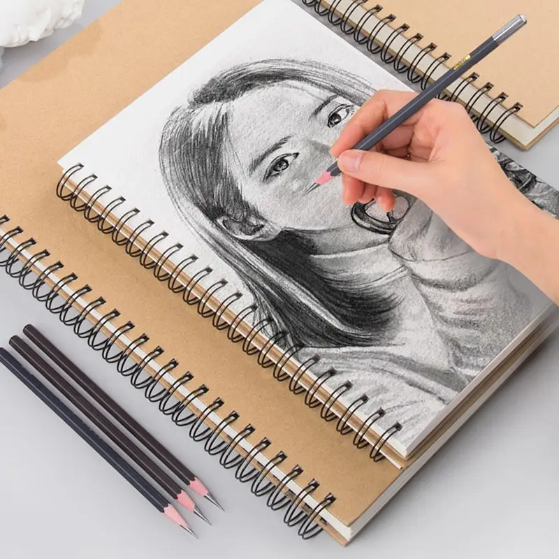 Профессиональный блокнот для рисования спиральными катушками 8K/16K двухсторонний