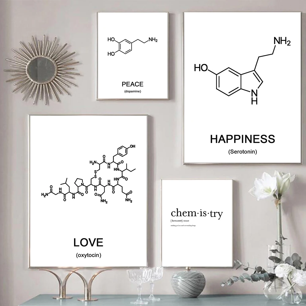 

Oxytocin Dopamine Molecular Structure Picture School Lab Wall Art Canvas Painting Poster Print Chemistry Classroom Home Decor