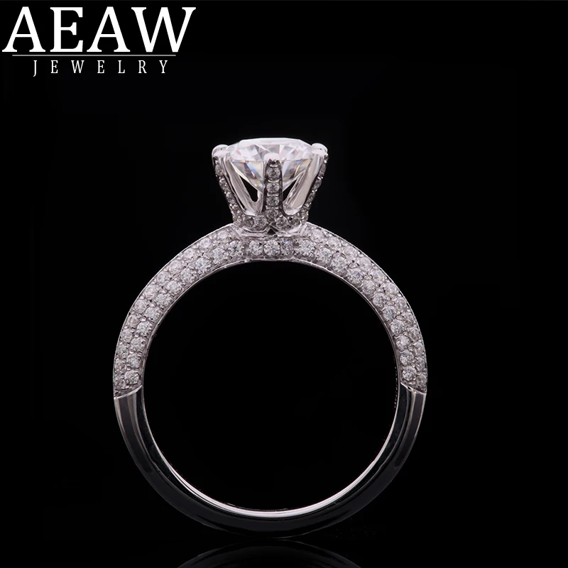 

AEAW 0.5ct 1.0ct 1.5ct Round Cut 14k White Gold Moissanite Ring Half Full Eternity Sizes Original Dazzling Female Jewelry