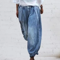 women jeans solid colorall match wide leg trousers spring summer high waist pockets pants comfortable to wear for vacation