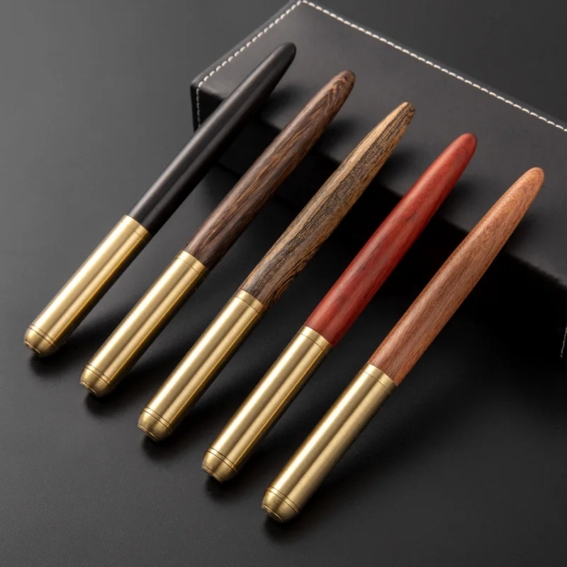 Перьевая ручка золотисто-красные сандалии вращающаяся деревянная эбеновая с