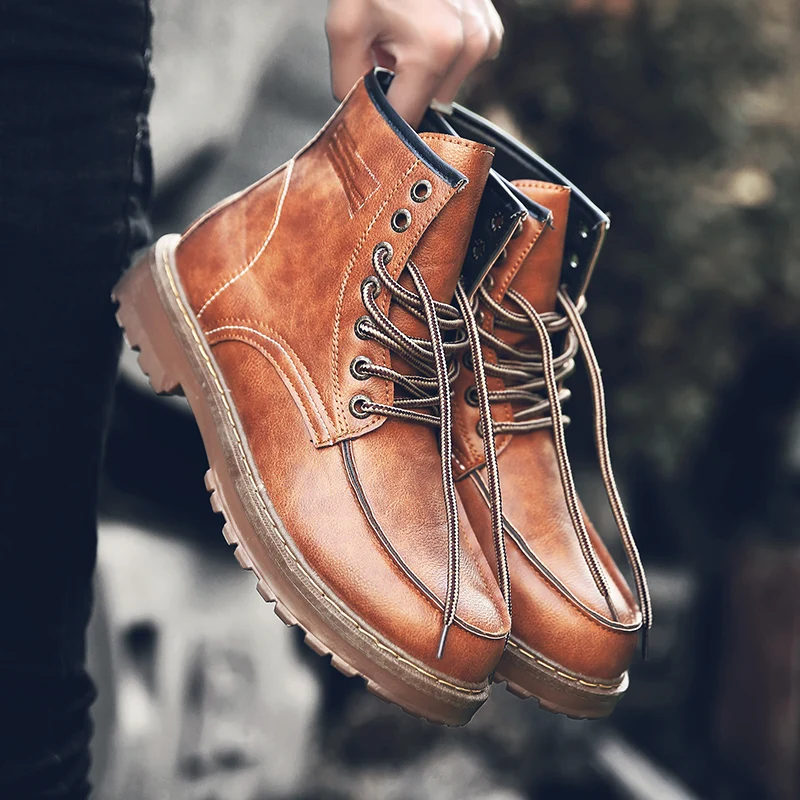 

Boots men's leather boots brand Martin boots snow boots lovers boots winter rubber bottom wear warm warm shoes safety footwear