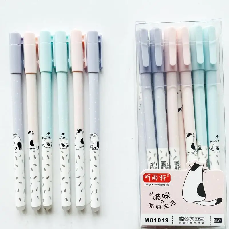 3 шт./лот ручка милый кот счастья жизни со стирающимися чернилами гелевая