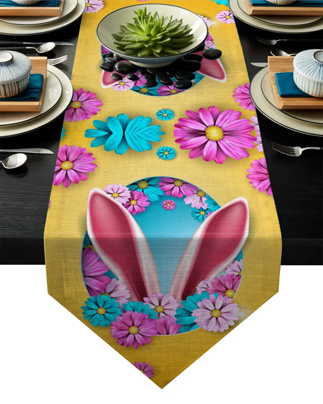 

Красочная настольная дорожка с ушками кролика на Пасху, украшение для стола в рождественском стиле, гостинице, свадьбе, вечевечерние