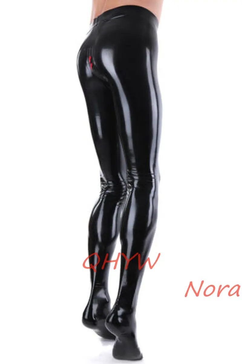 Сексуальные латексные мужские брюки ручной работы с молнией и носками косплей