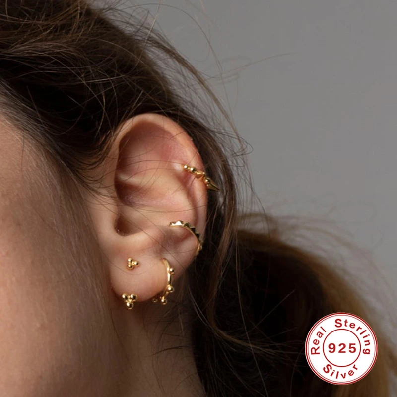 

VINY Silver 925 Jewelry Earrings For Women Hoop Earring Gold/Silver Jewelry Three-Ball Sun Flower 2021 Trend Aretes De Plata