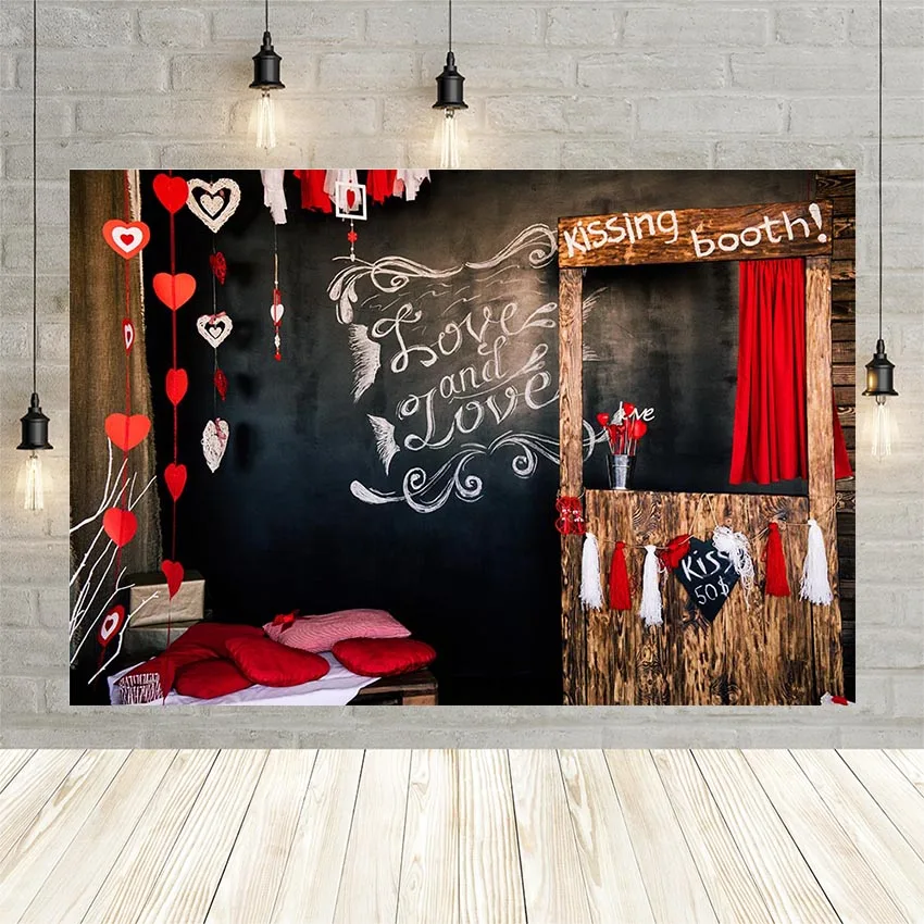 Mehofond ко Дню Святого Валентина фотографический фон красное любовное дерево будка