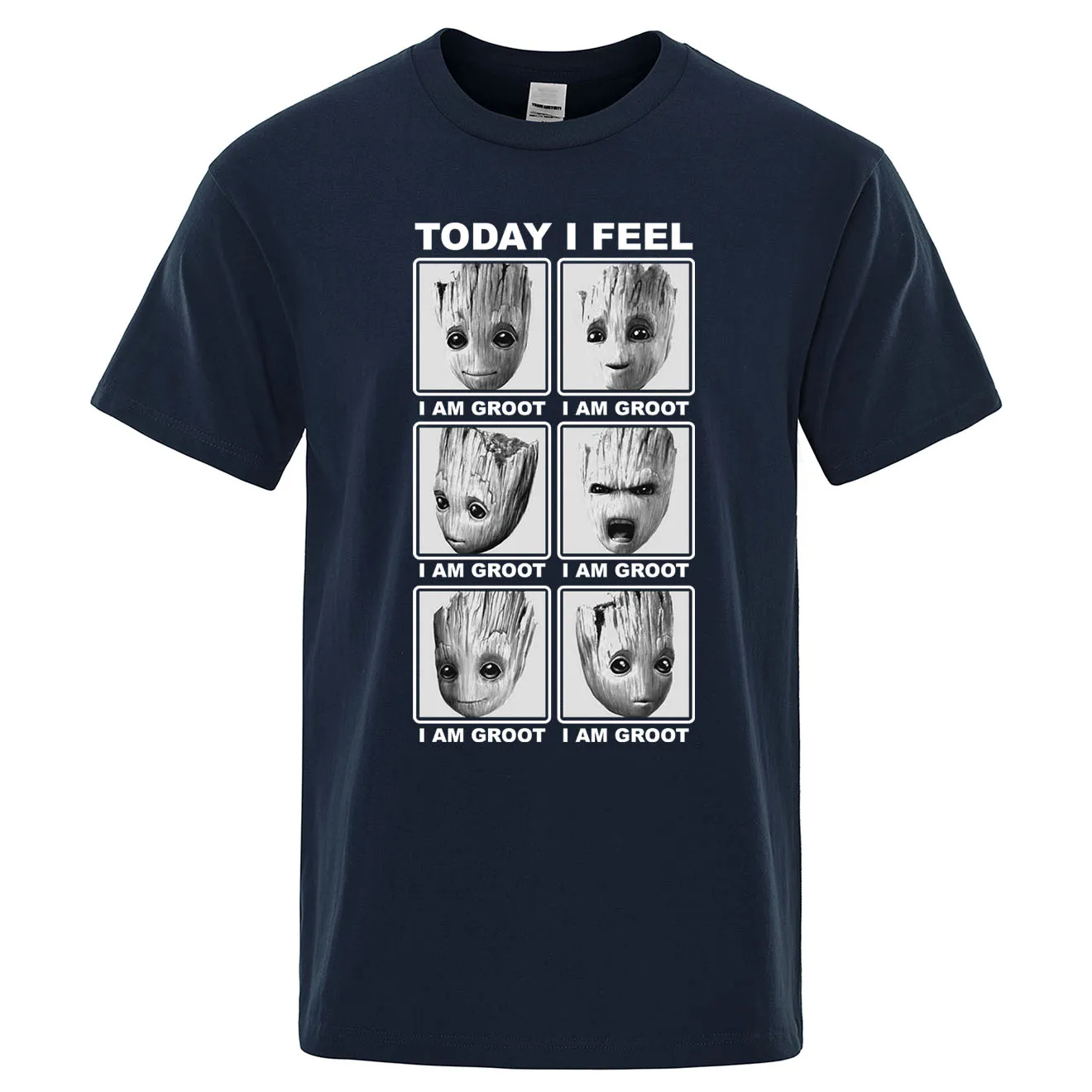 Футболки Marvel Today I Feel I Am groot, Футболка мужская, хлопок, уличная футболка, хип-хоп футболка с рисунком, Harajuku camisetas hombre