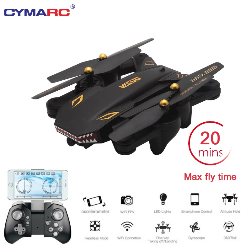 Складной селфи Дрон VISUO XS809S с широкоугольной HD камерой 2 Мп Wi Fi FPV XS809HW улучшенный