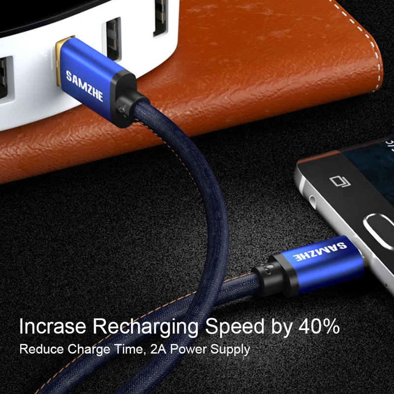SAMZHE USB 2.0 Type C Cable Jeans Fabric 5V 3A Fast Charge Denim Braided Phone for Xiaomi Huawei Letv Samsung | Мобильные телефоны