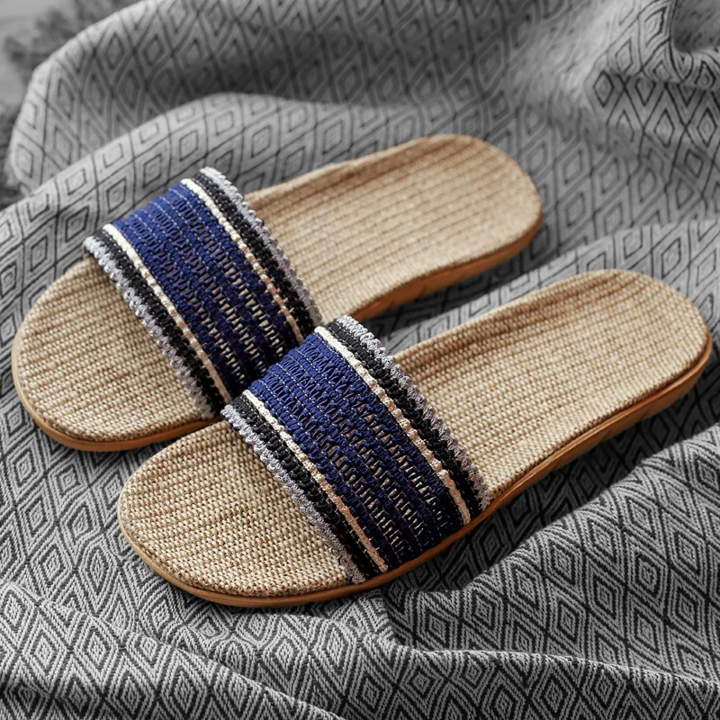 

Summer Women Home Slippers 2019 Couple Shoes Footwear Unisex Flax Slipper For Lovers Indoor Lightweight Linen Slides New Arrival