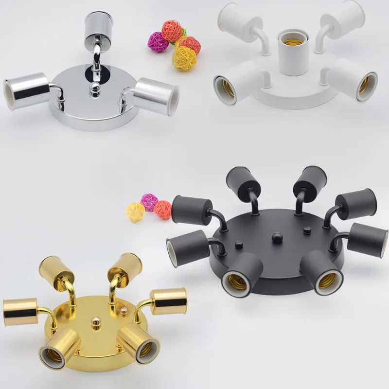 

E27/E26 Ceramic Screw Multi-heads Lamp Holder Bend Tube Ceiling Lamp Living Room Restaurant Aisle Wall Light Fixture Accessories