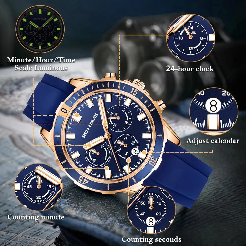 

Ben Nevis new fashion casual men's watch Outdoor movement multifunctional military waterproof luminous quartz watch for men gift