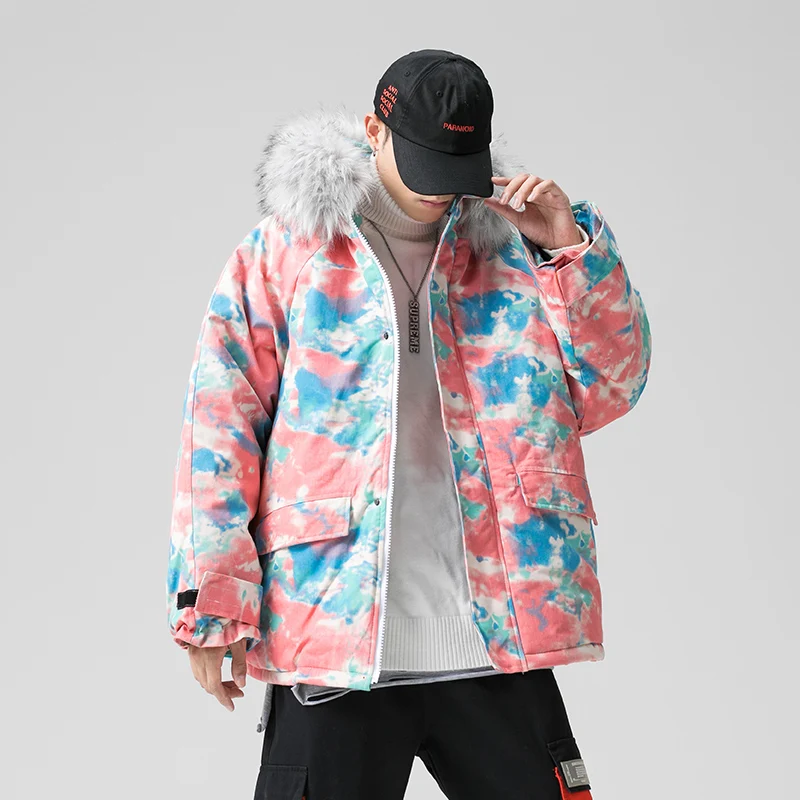 Мужская куртка с хлопковой подкладкой камуфляжным принтом в стиле Харадзюку 2020