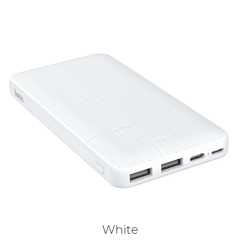 White HOCO 10000mAh Dual USB power Bank внешние аккумуляторы портативное зарядное устройство для телефона с светодиодный подсветкой для iPhone X XS samsung xiaomi - Цвет: White