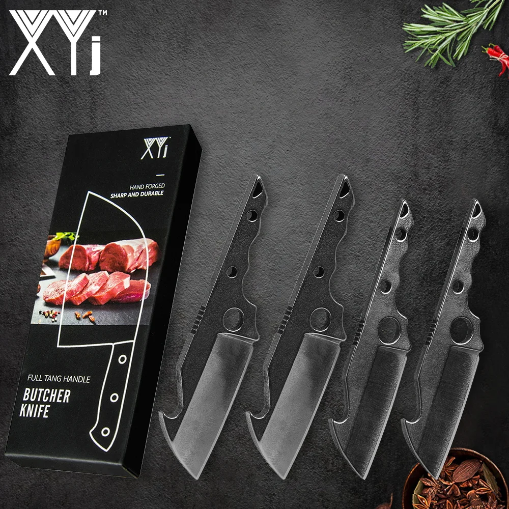 

XYj Parcel Opener 1.5'' INCH 4PCS Knife Blade Mini Small Gift Box Butcher Cleaver Full Tang Slicer Carrying Out Hiking Camping