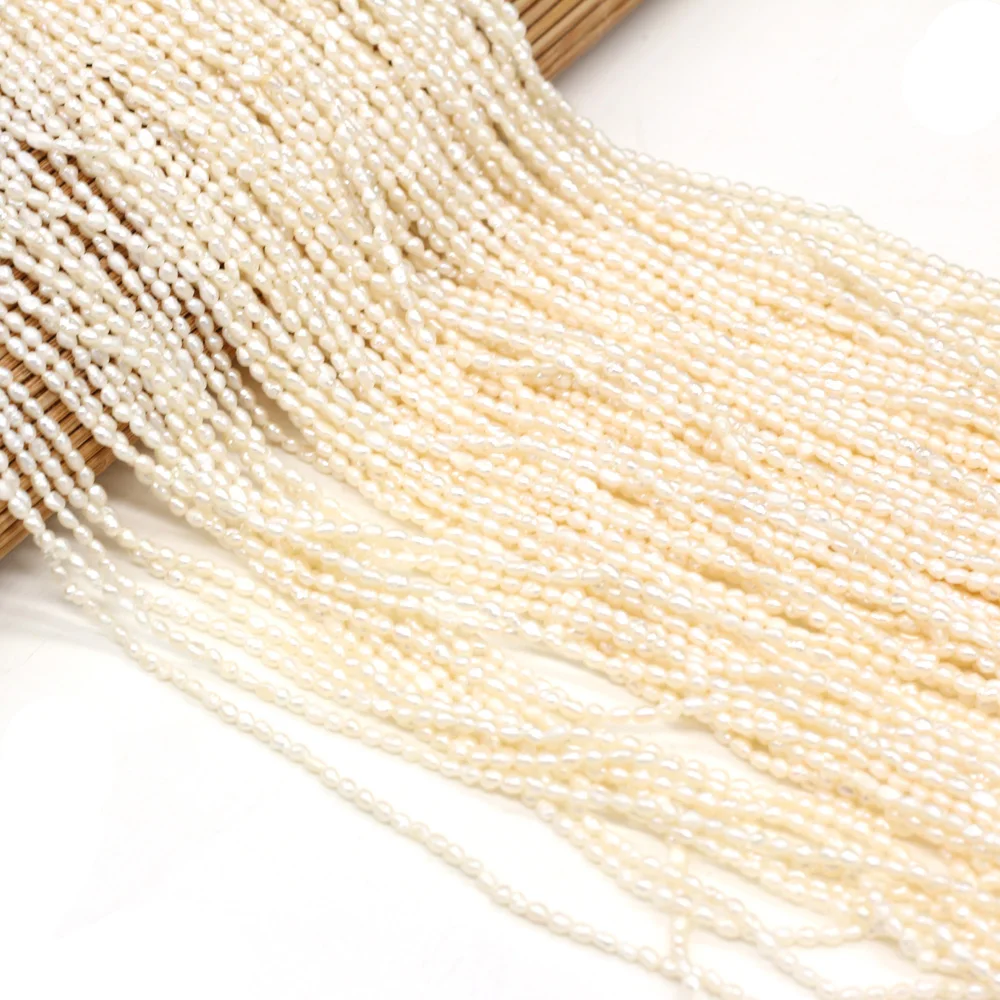 1.8-2mm Natural Freshwater Pearl Beads Irregular Punch White Pearls DIY Elegant Necklace Bracelet Making Jewelry Findings 14''