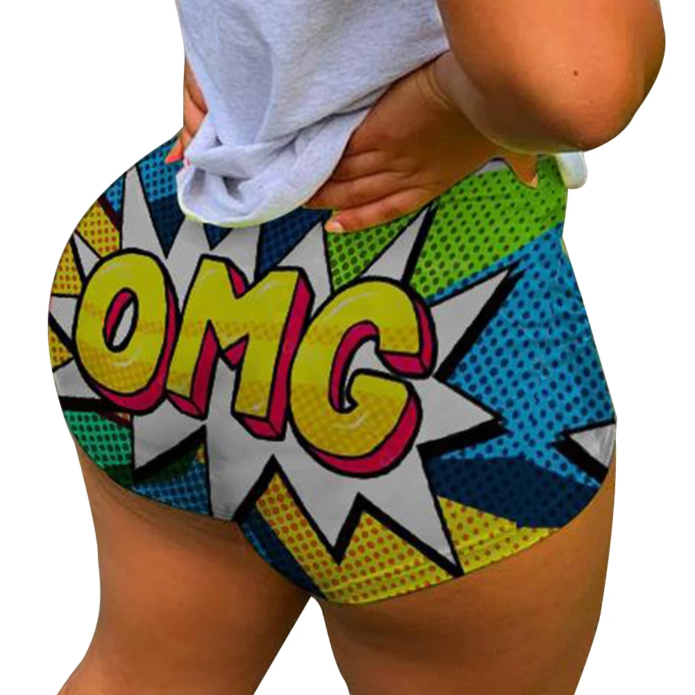 Женские модные шорты с принтом эластичная талия не просвечивающие горячие для