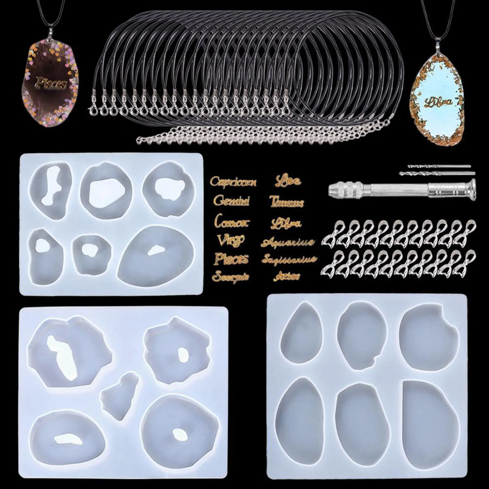 

47Pcs DIY Irregular Epoxy Resin Casting Mold Tool Silicone Necklace Earrings Jade Crystal Pendant Making Mould Craft Kits