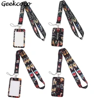 j1992 anime lanyard keychain keys badge id mobile phone rope neck straps with card holder cover