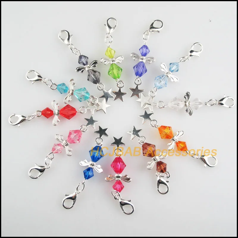 12 новых ангелов 14x34 мм Шармы смешанные Ромбики Акриловые Звезда с серебристым
