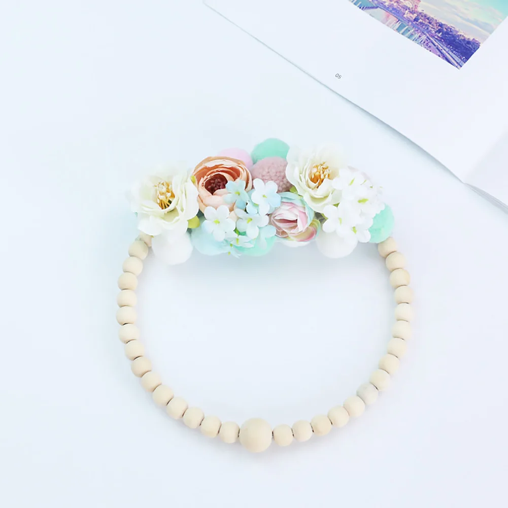 

Wall Decoration Round Wedding Backdrop Venonat Gift Wreath Home Ornament Wooden Beads Handmade Nordic Style Hanging