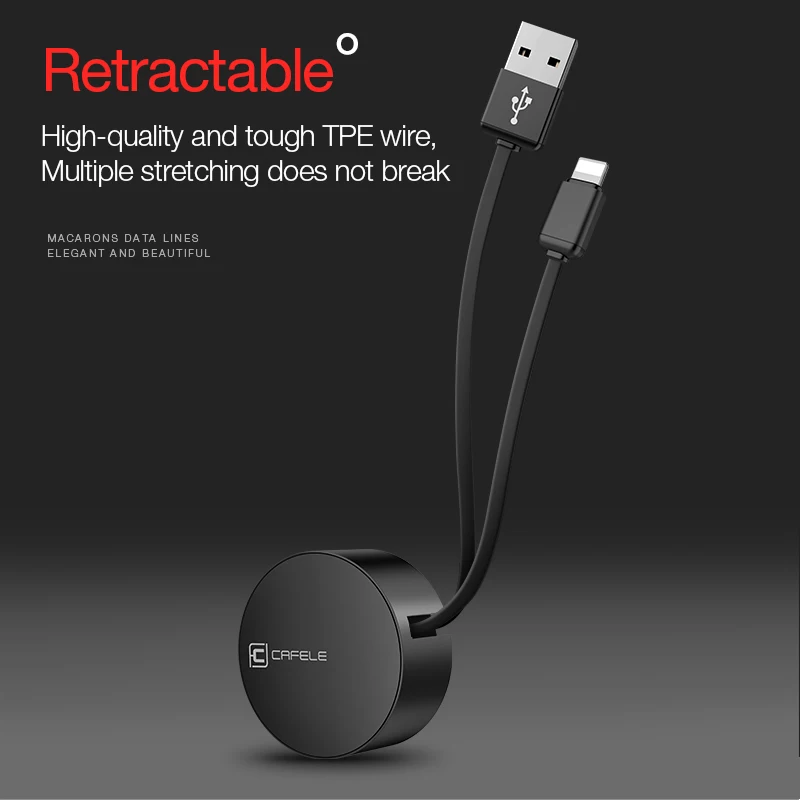 Cafele USB кабель для iPhone 11 Pro X Xr Xs Max 8 7 6s Plus зарядный кабель выдвижной 8 Pin для iPhone Lighting Cable Max 90 см