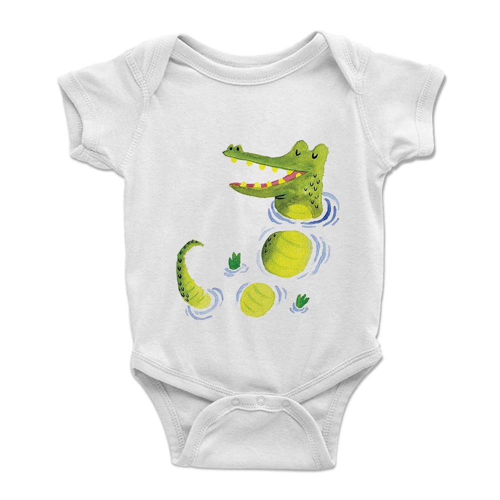 

Fashion Design Infant Clothes Happy Crocodile Print Baby Boys Girls Harajuku Romper Cozy Versatile Summer Bodysuit Casual 0-24M