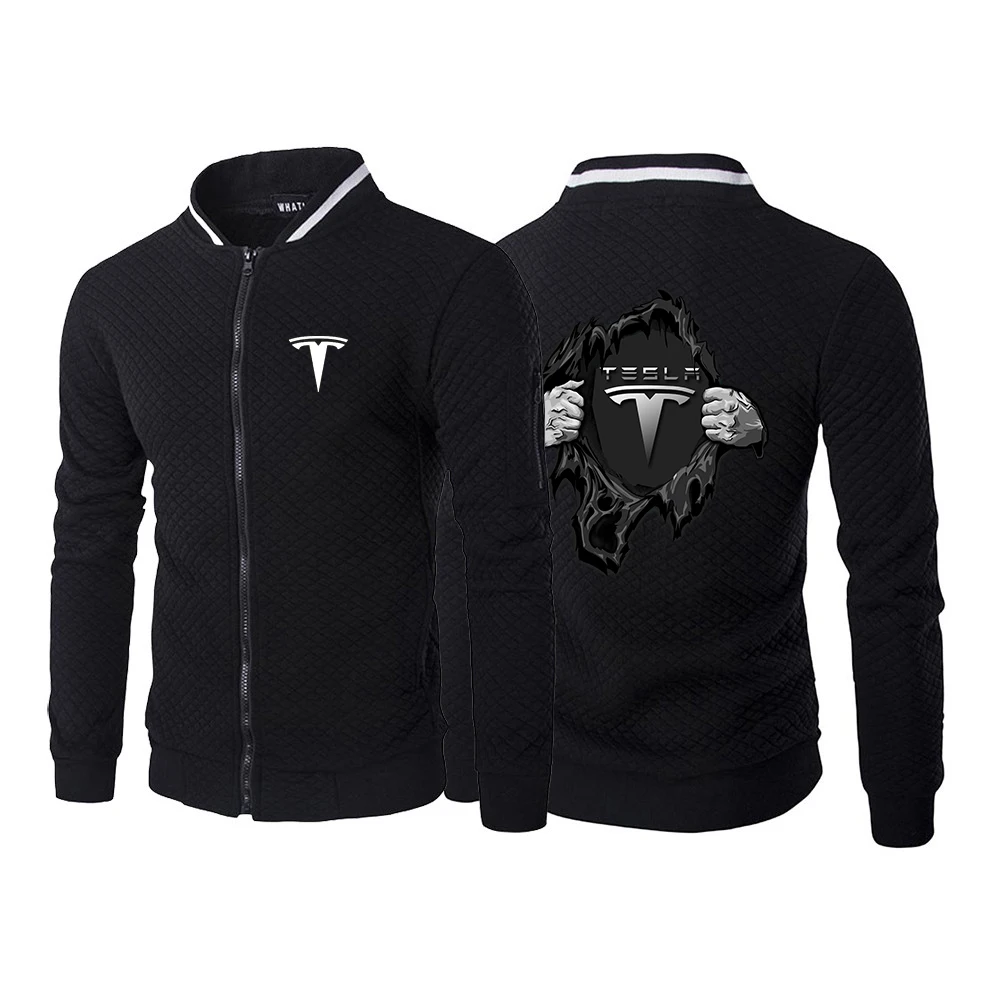 

Men Harajuku Zipper Winter Tesla Car Logo Print letter Sweatshirt harajuku Hoodies oversized clothes Pullovers Tops
