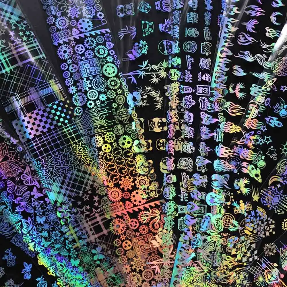 Голографическая фольга для ногтей 4*100 см/рулон Одуванчик панда бамбук